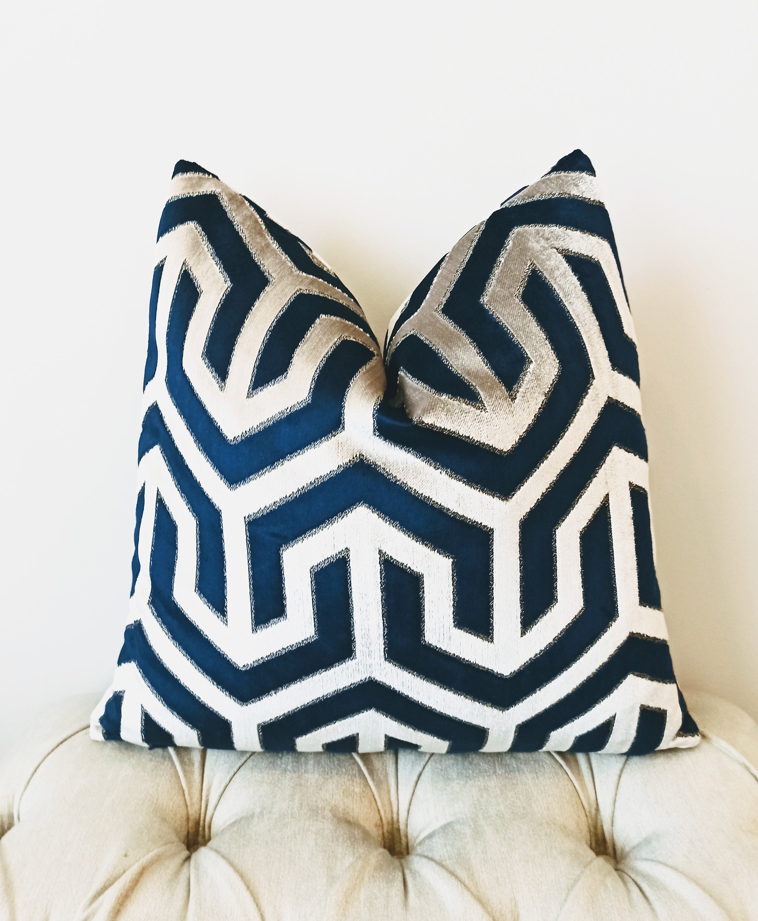 Luxury Navy Velvet Throw Pillow Velvet Pillow Cover Navy Etsy