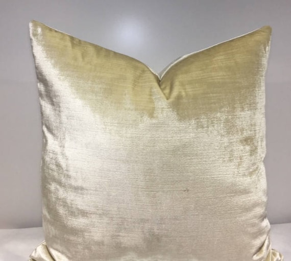 Champagne Color Velvet Throw Pillow 