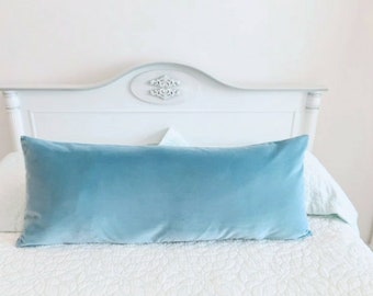 Baby Blue Velvet Pillow Cover: Lumbar, Couch, Accent Decor