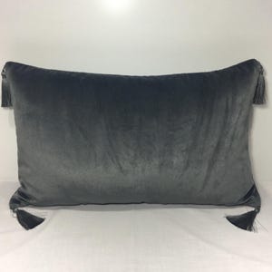 Gray Pillow Cover With Tassels, Velvet Pillow Case, Gray Throw Pillow, Designer Decorative Pillow, Euro Sham Luxury Pillow Cover 20X20