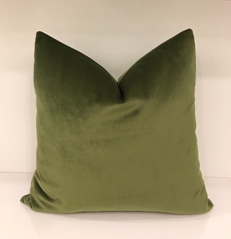 Luxury Moss Green Cotton Velvet Pillow Pillow Cover Green ...