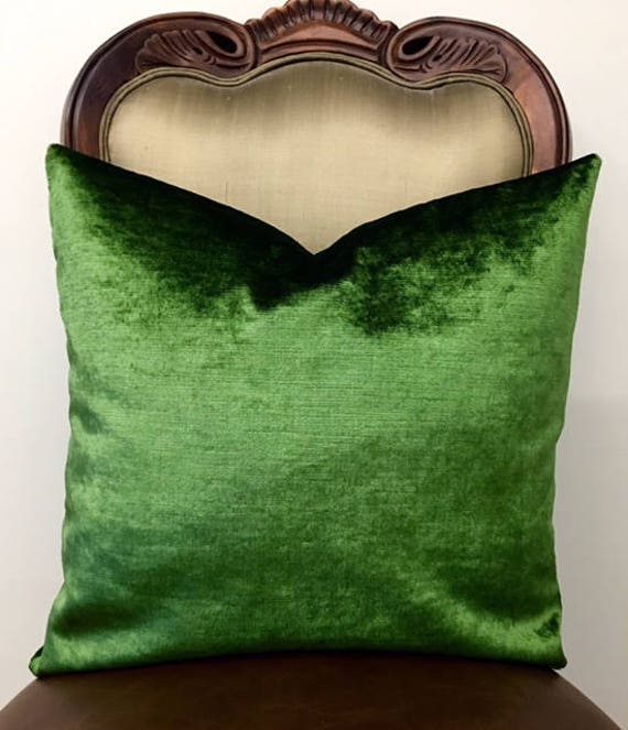 Bright Green Velvet Throw Pillow Green Pillows Velvet Pillow Etsy