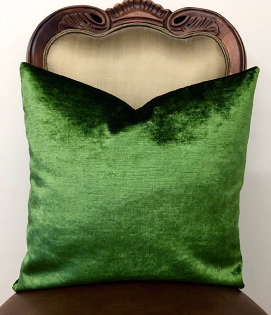 Bright Green Velvet Throw Pillow Green Pillows Velvet Pillow Etsy