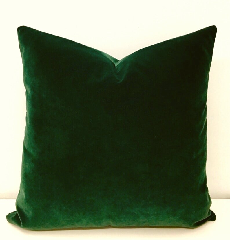Luxury Dark Green Velvet Throw Pillow, Velvet Pillow Cover, Green Pil…