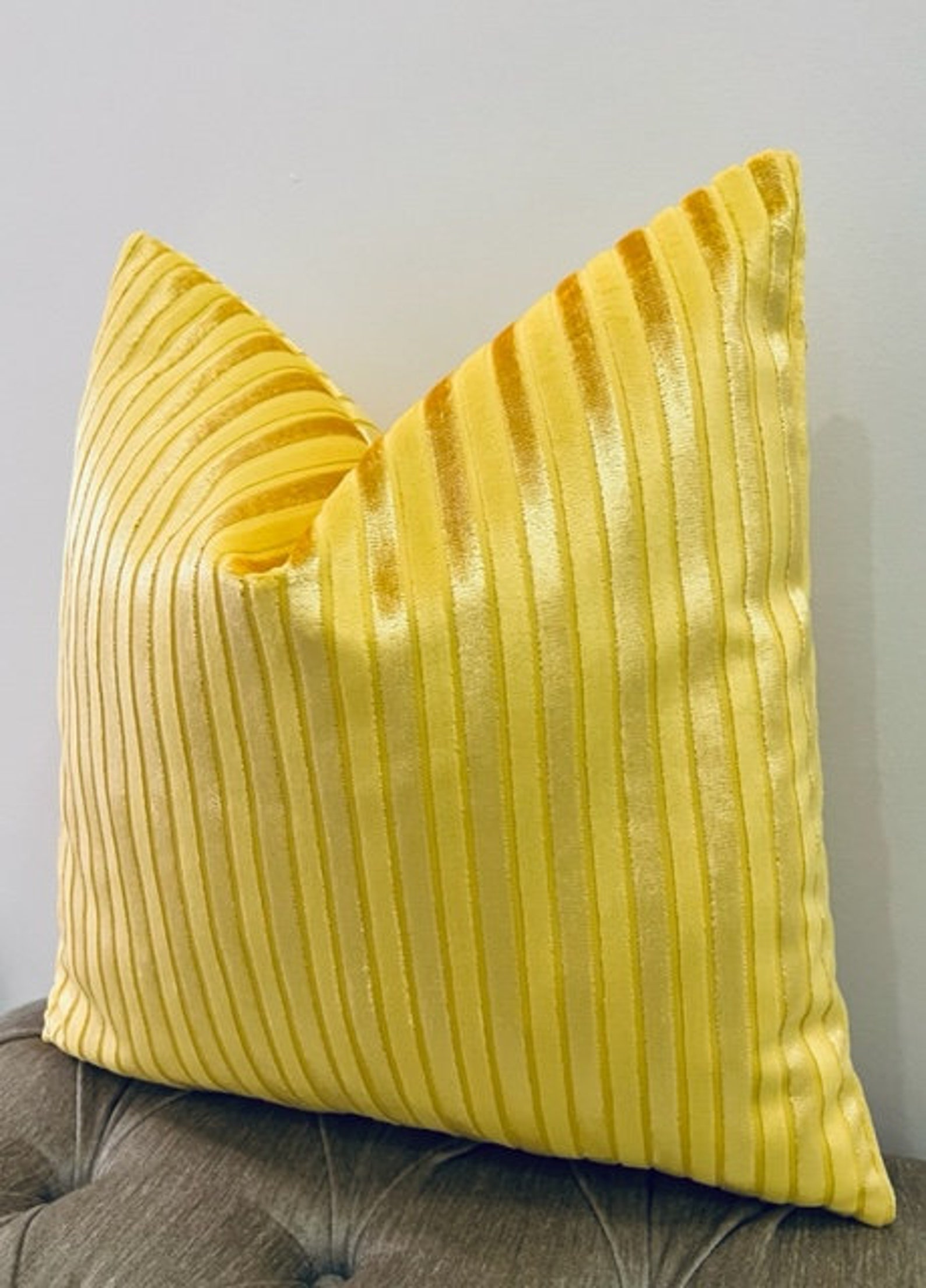 Luxury Yellow Velvet Pillow Cover Yellow Pillows Throw Etsy