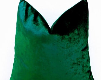Luxury Dark Emerald Green Pillow, Green Velvet Pillow Cover, Throw Pillow Cover, Green Cushion Case, Decorative Cushion Cover 18X18 20X20