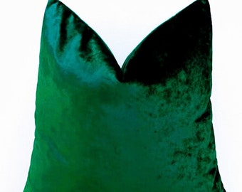 Velvet Emerald Green Pillow Cover - Euro Sham Pillows - Decorative Throw Pillow Case  - Green Cushion Cover - Custom Made - All Sizes 20X20