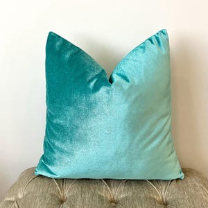 Turquoise Velvet Pillow Cover: Modern Decorative Throw Pillow