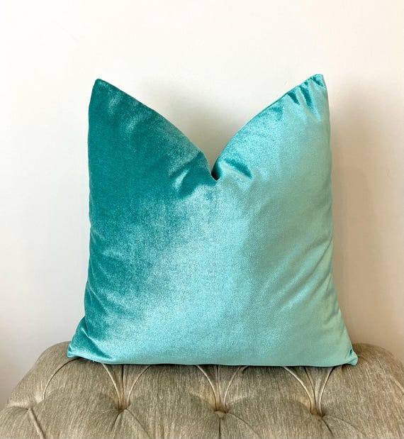 Turquoise Velvet Pillow Cover: Modern Decorative Throw Pillow
