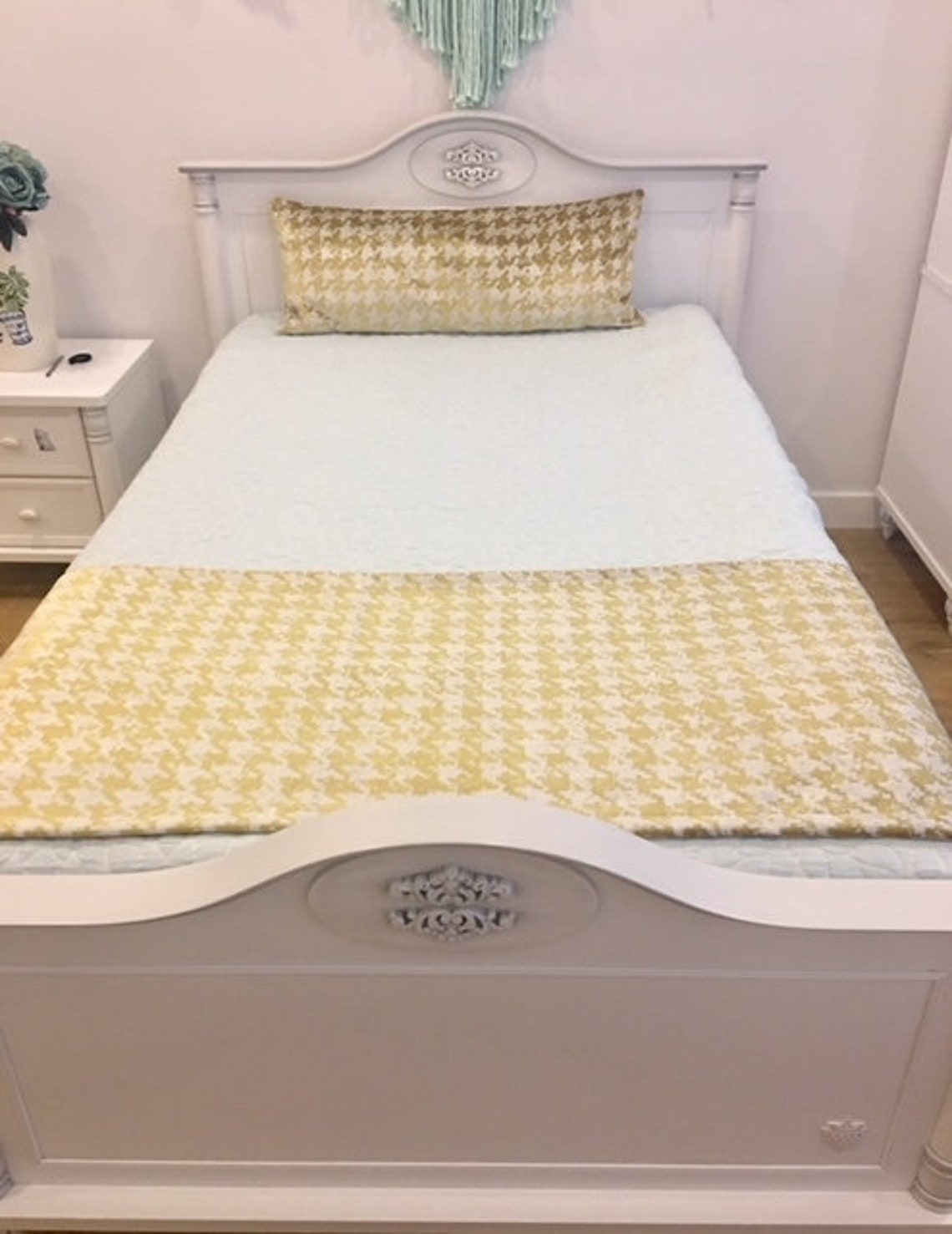 Doublesided Yellow Velvet Bed Runner Runners Bed Scarf Bed Etsy