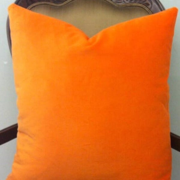 Orange Cotton Velvet Pillow Cover: Luxury Throw Cushion Case