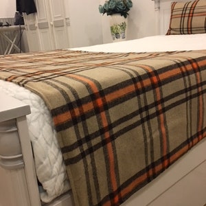Beige Wool Plaid Bed Runner Bed Scarf Runner Bed Cover - Etsy