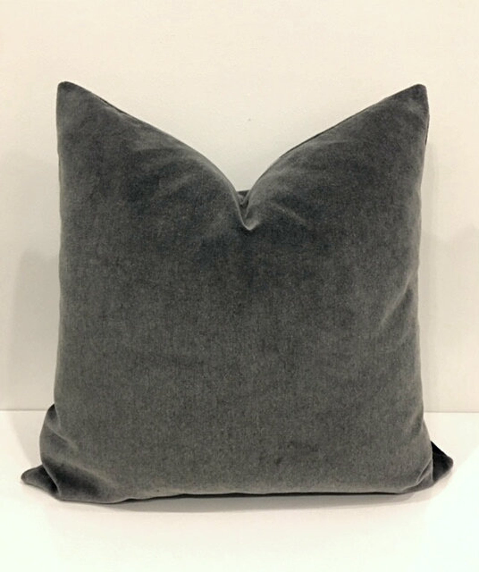 Luxury Gray Cotton Velvet Pillow Cover Velvet Pillow Gray Etsy