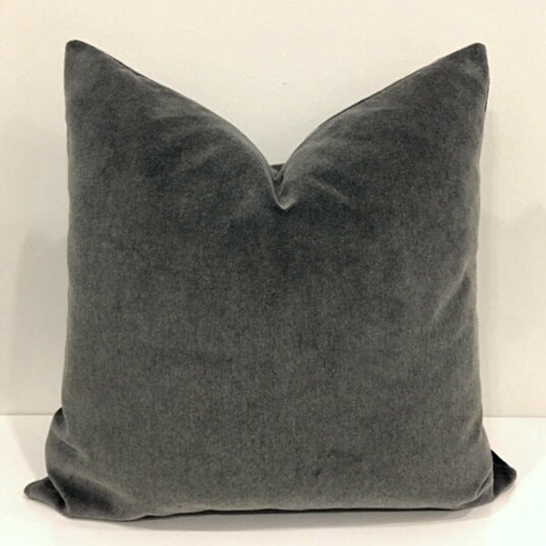 Luxury Gray Pillow Cover, Velvet Throw Pillow, Gray Pillows, Decorative Gray Cushion Case, Gray Cushion Cover, Gray Pillow Cover 18X18 20X20