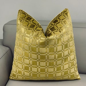 Dark Gold Patterned Velvet Pillow Cover, Luxury Decorative Pillow, Throw Cushion Case, Eurosham Designer Pillow, Custom Made, All Size 20X20