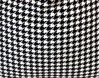 Black & Silver Houndstooth Velvet, Upholstery Fabric By The Yard, 55" Width Meter