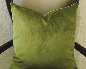 Olive Luxury Velvet Pillow Cover, Throw Pillow Case, Designer Decorative Pillow, Soft Accent Pillow, Euro Sham Cover, Custom Made All Sizes