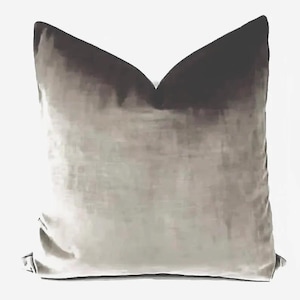 Taupe Velvet Pillow Cover: Handmade Decorative Throw Cushion Case, Luxury Beige Sham