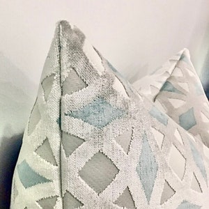 Luxury Silver Velvet Pillow Cover, Decorative Cushion Case, Designer Throw Pillow, Geometric Euro Sham, Custom Made Accent Pillows 18X18