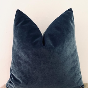 Smokey Blue Velvet Pillow Cover, Luxury Throw Pillow, Decorative Cushion Case, Soft Euro Sham, Custom Made Accent Pillow, All Size Pillow