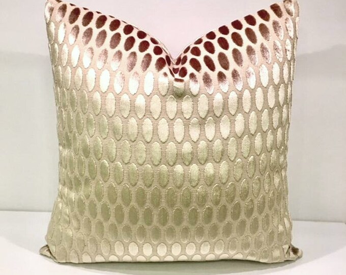 Luxury Golden Beige Velvet Pillow, Beige Pillows, Velvet Pillow Cover