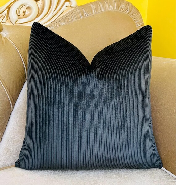 Luxury Dark Gray Velvet Pillow Cover, Decorative Throw Pillows