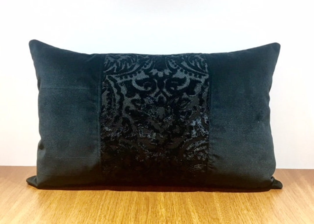 Luxury Black Velvet Throw Pillow, Black Pillows, Pillow Cover, Designer
