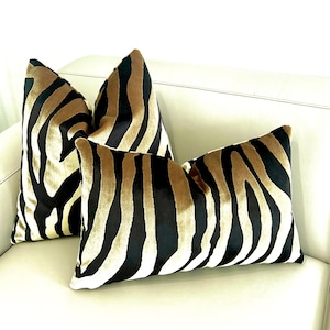 Gold Velvet Pillow Cover, Decorative Cushion Case, Luxury Throw Pillows, Animal Euro Sham, Couch Accent Pillows, Custom Made, All Sizes