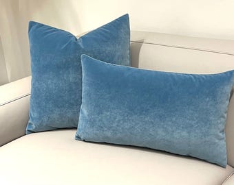 Funda de almohada de terciopelo azul cielo: cojín suave, funda de almohada europea