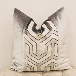 Luxury Silver Grey Velvet Throw Pillow, Grey Pillows, Velvet Pillow Cover, Decorative Pillow, Velvet Cushion Case, Silver Grey Velvet Pillow