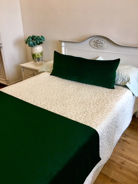 Double Sided Dark Emerald Green Velvet Bed Runner Bed Scarf Etsy