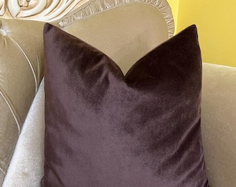 Handmade Cacao Brown Cotton Velvet Pillow Cover: Luxury Decorative Pillow