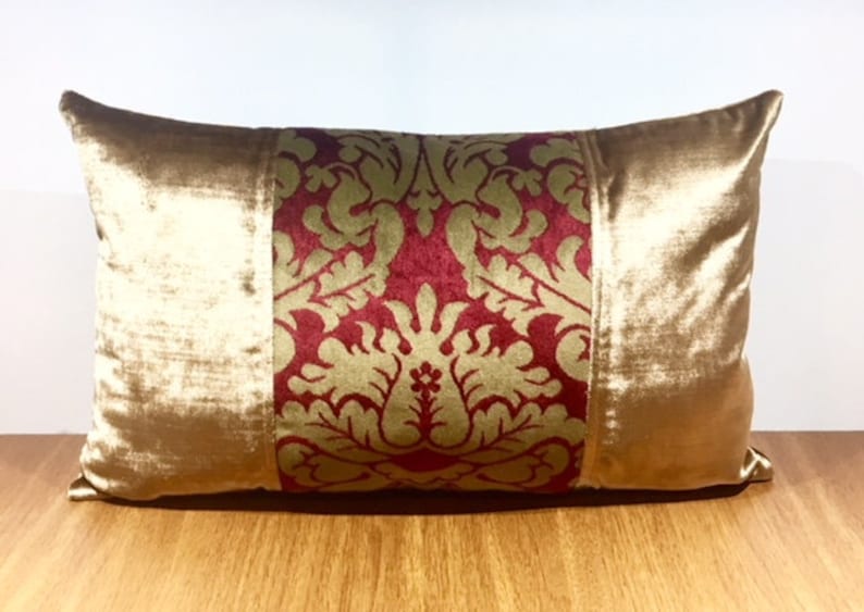 Antique Gold Velvet Throw Pillow gold velvet throw pillow with fringe