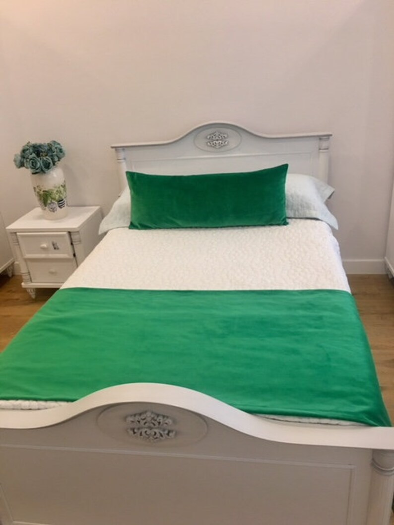 Doublesided Kelly Green Velvet Bed Runner Runners Bed Etsy