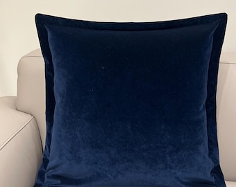 Navy Blue Velvet Flange Pillow Cover: Luxury Throw Pillow