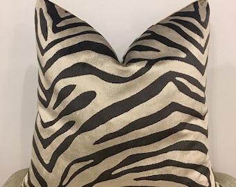 Gray Tiger Velvet Pillow Cover: Luxury Animal Print Cushion