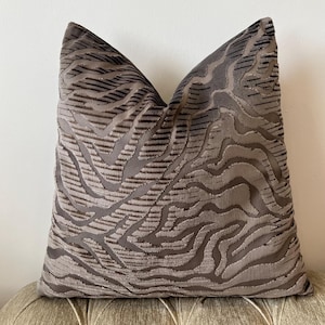 Taupe Gray Velvet Pillow Cover, Animal Pattern Pillows, Throw Pillows, Decorative Velvet Cushion Case, 18X18 20X20 Velvet Pillow Cover