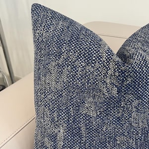 Navy Blue Textured Pillow Cover, Decorative Cushion Case, Woven Throw Pillow, Boho Linen Pillow, Woven Cushio, Accent Euro Sham, All Sizes