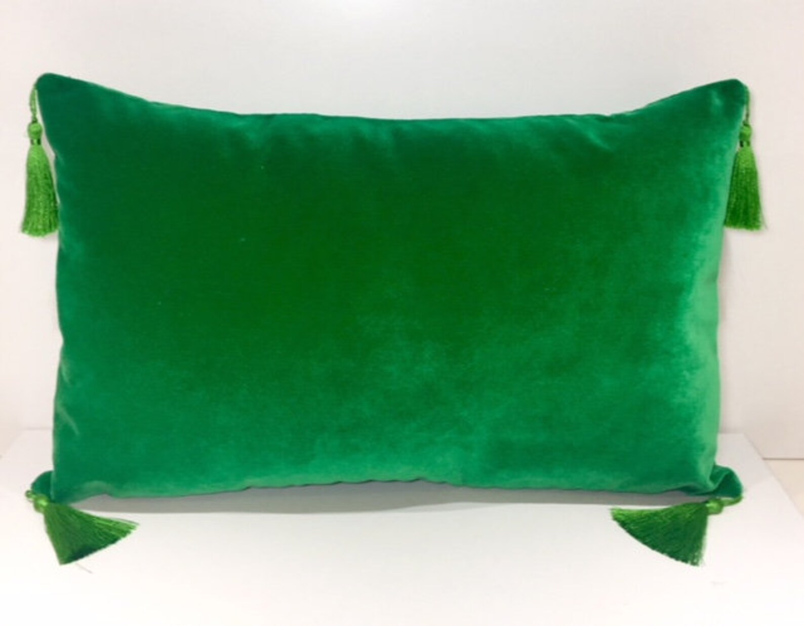 Luxury Kelly Green Velvet Tassel Pillow Kelly Green Velvet Etsy