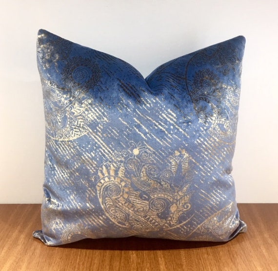 Luxury Blue Velvet Throw Pillows Blue Luxury Smokey Blue Velvet Throw Pillow