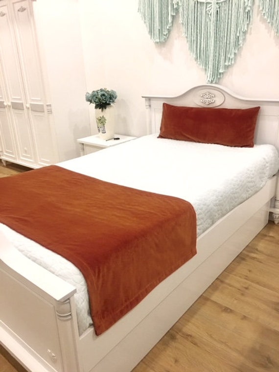 Double Sided Terracotta Velvet Bed Runner Runners Bed Scarf Etsy