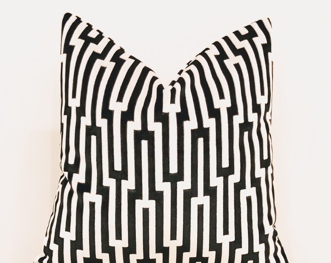 Luxury Black and White Velvet Pillow Black Pillows Pillow Etsy