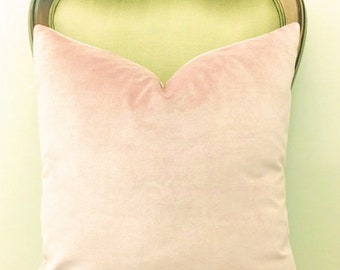 Light Pink Cotton Velvet Pillow Cover: Euro Sham, Throw Cushion