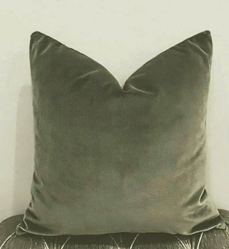 Sage Green Velvet Pillow Cover, Decorative Cushion Case, Throw Euro Sham, Couch Cushion Cover, Square Or Lumbar Size, 18X18 Accent Pillow