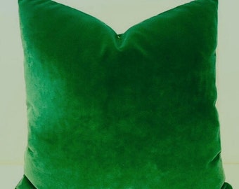Luxury Kelly Green Velvet Pillow Cover, Decorative Throw Pillow, Couch Sofa Cushion Cover, Euro Sham Pillow Case, Custom Made, All Sizes