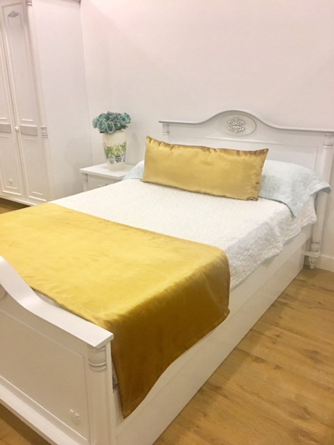 Gold Velvet Bed Runner Double Sided Runner Bed Scarf Bed - Etsy