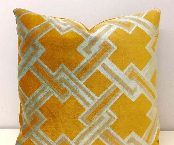 Yellow Velvet Pillow Cover Luxury Mustard Cotton Velvet Pillow Cover