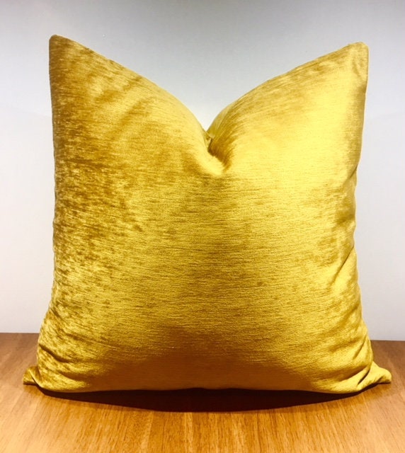Gold Throw Pillow Chenille Pillow Gold Pillows Decorative Etsy