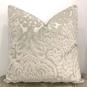 Beige Velvet Pillow Cover, Luxury Euro Sham Pillow, Designer Throw Pillow, Decorative Cushion Case, Custom Made Pillows, All Sizes 20X20