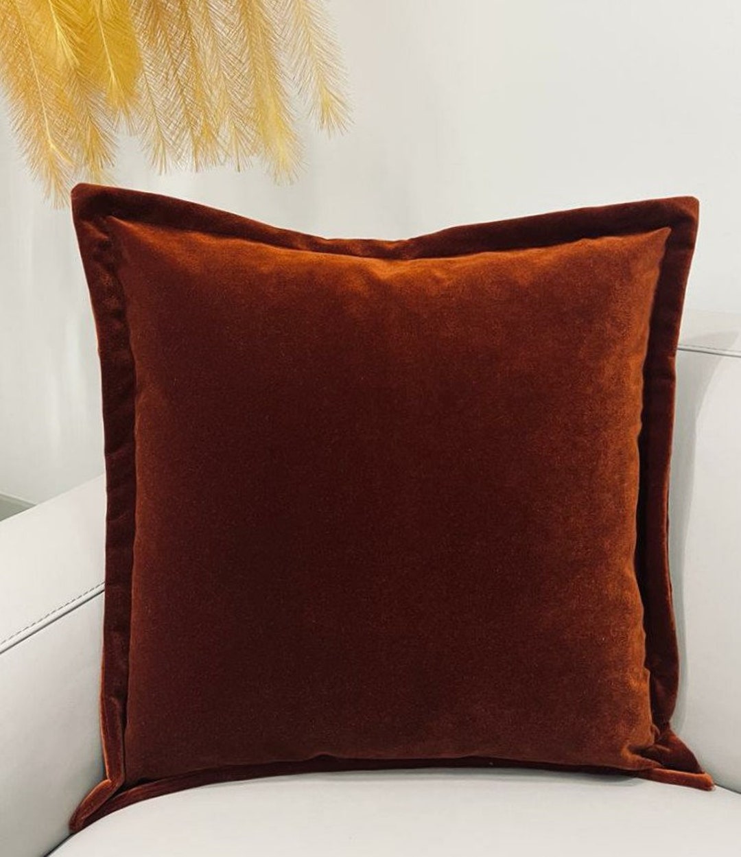 Luxury Cognac Velvet Pillow Cover, Velvet Pillows, Throw Pillow Cover